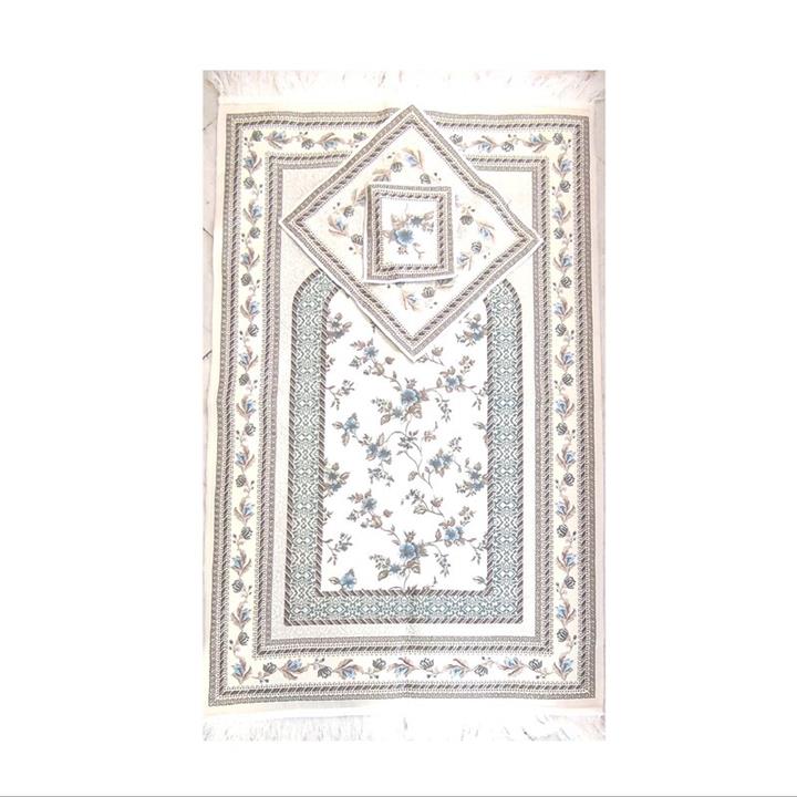 سجاده جانماز  شانل رنگ سبز آبی کد 015
